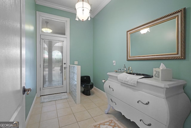 12 Par Dr, Jesup, GA 31546 - bathroom with ornamental molding, toilet, tile patterned flooring, baseboards, and vanity