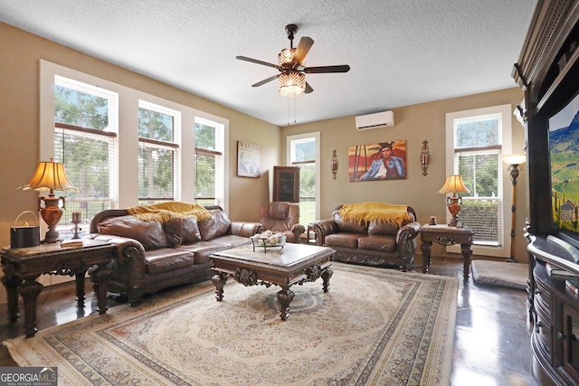 12 Par Dr, Jesup, GA 31546 - living area with a wall unit AC, a textured ceiling, and ceiling fan