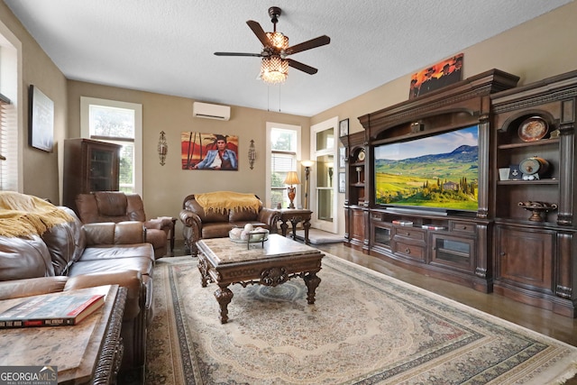 12 Par Dr, Jesup, GA 31546 - living room with ceiling fan, a textured ceiling, and a wall mounted AC