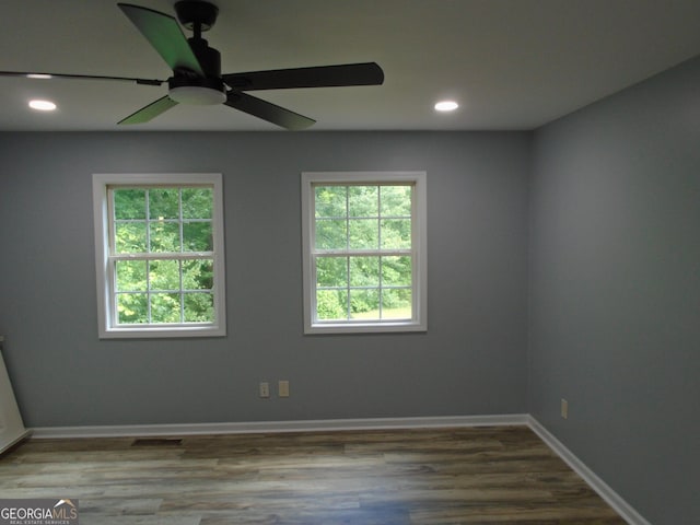 621 Zebulon Rd, Milner, GA 30257 - empty room featuring recessed lighting, ceiling fan, and wood finished floors