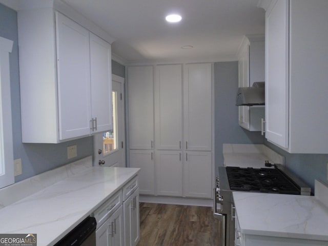 621 Zebulon Rd, Milner, GA 30257 - kitchen with appliances with stainless steel finishes, dark wood-type flooring, white cabinets, light stone countertops, and recessed lighting