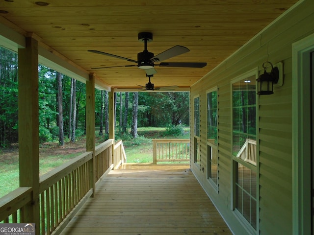 621 Zebulon Rd, Milner, GA 30257 - wooden terrace with ceiling fan