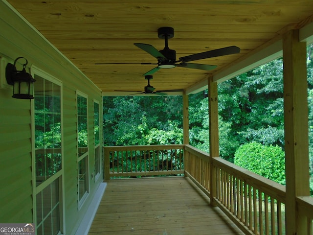 621 Zebulon Rd, Milner, GA 30257 - wooden deck with ceiling fan