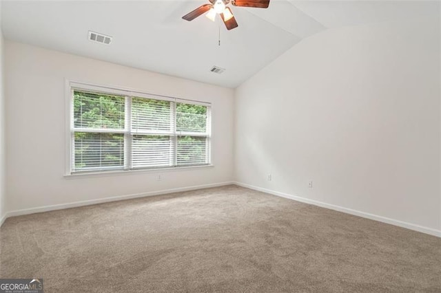 606 Hay Meadow Pl, Acworth, GA 30102 - carpeted empty room with ceiling fan, vaulted ceiling, and baseboards