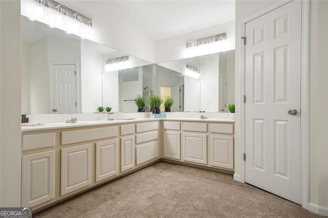 606 Hay Meadow Pl, Acworth, GA 30102 - bathroom with carpet and double vanity