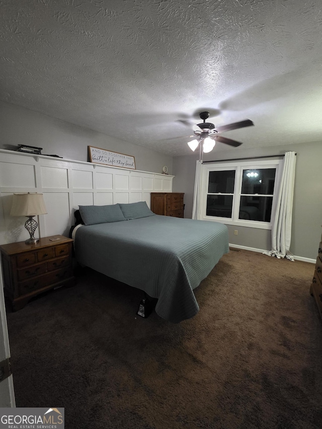 245 Freestone Dr, Newnan, GA 30265 - carpeted bedroom with a ceiling fan and a textured ceiling
