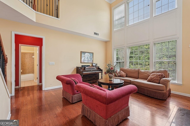 251 Sumac Trl, Woodstock, GA 30188 - living room with a towering ceiling and hardwood / wood-style floors