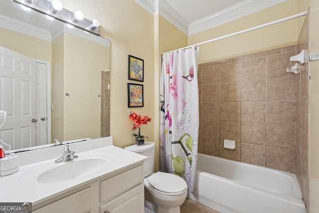251 Sumac Trl, Woodstock, GA 30188 - bathroom with crown molding, vanity, and shower / bath combo