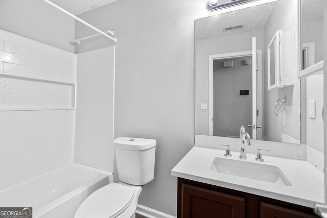 3315 Brookfield Dr, Austell, GA 30106 - bathroom featuring toilet, vanity, washtub / shower combination, and baseboards