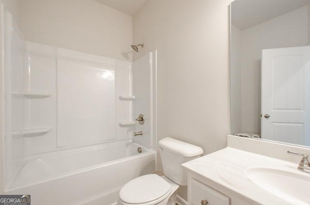 778 Laurel Cove Dr, Hoschton, GA 30548 - bathroom featuring vanity, toilet, and washtub / shower combination