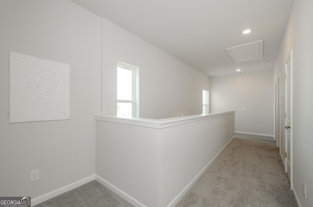 778 Laurel Cove Dr, Hoschton, GA 30548 - hall with attic access, carpet flooring, healthy amount of natural light, and recessed lighting
