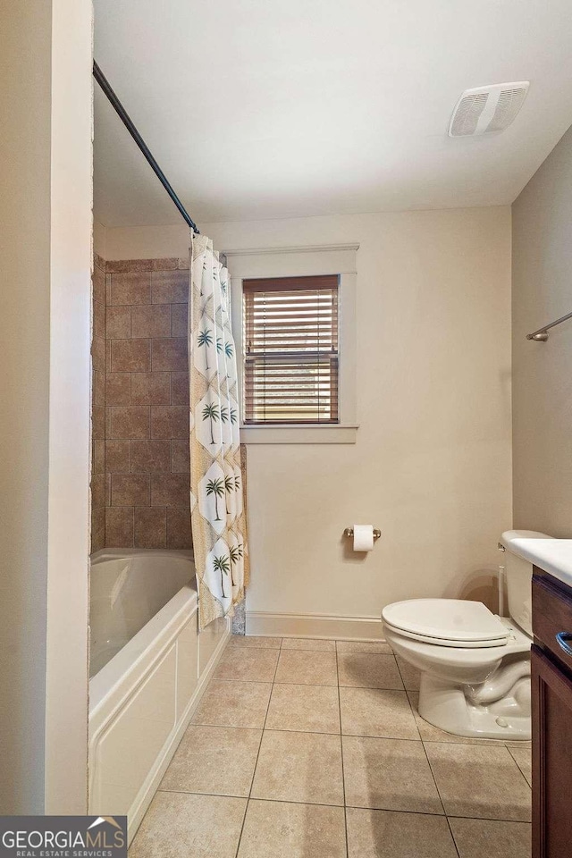 104 Beacon Crst, Newnan, GA 30265 - full bathroom with vanity, tile patterned flooring, and shower / bathtub combination with curtain