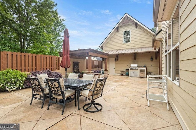 104 Beacon Crst, Newnan, GA 30265 - view of patio featuring a pergola, outdoor dining space, and area for grilling