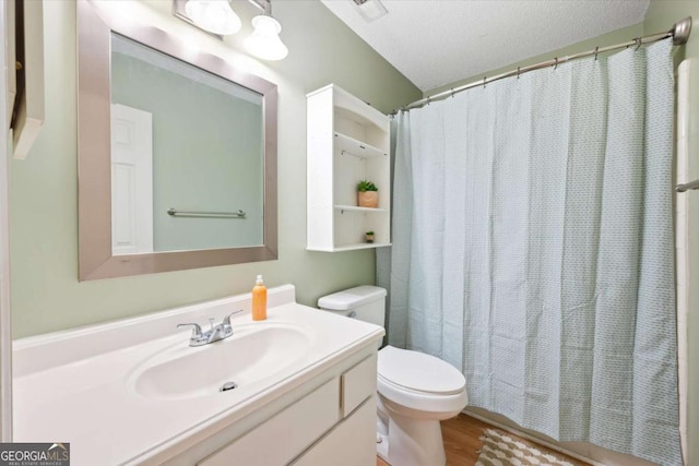 226 Bull River Bluff Dr, Savannah, GA 31410 - bathroom featuring vanity, toilet, wood finished floors, and curtained shower