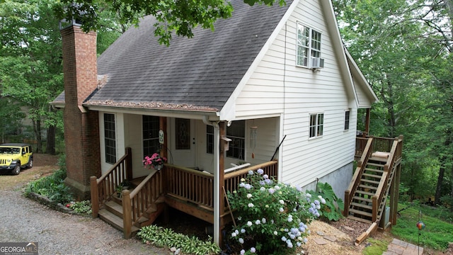 509 White Pine Cir, Demorest, GA 30535 - view of front of property with stairs, roof with shingles, and a chimney