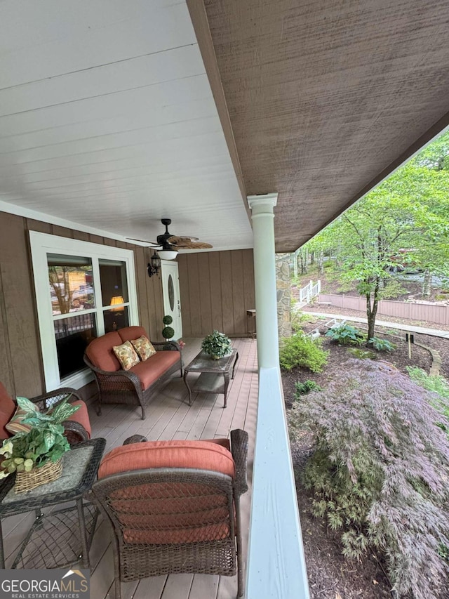 334 Eagle Cir, Dillard, GA 30537 - view of patio / terrace with a ceiling fan