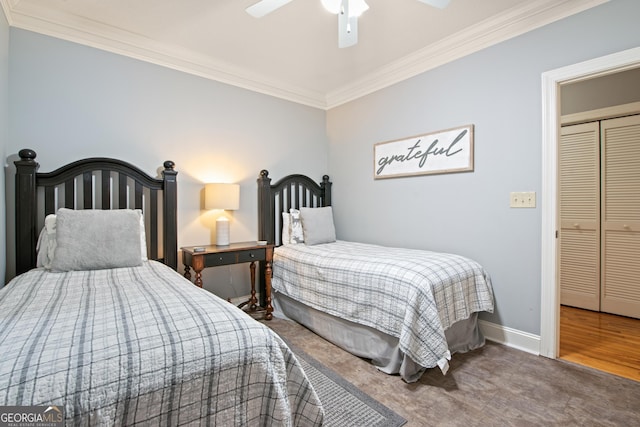 112 Gleneagle Ct Unit D202, Clayton, GA 30525 - bedroom featuring ornamental molding and a ceiling fan