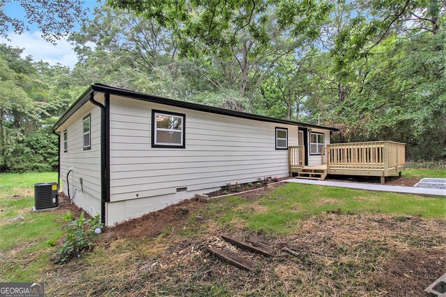 635 Layfield Dr, Pine Mountain, GA 31822 - back of property featuring a deck and crawl space