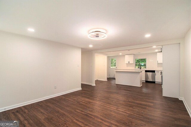 635 Layfield Dr, Pine Mountain, GA 31822 - unfurnished living room featuring dark wood-type flooring and recessed lighting