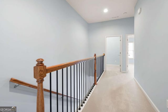 4503 Kendall Way, Roswell, GA 30075 - corridor with an upstairs landing, baseboards, carpet floors, and recessed lighting