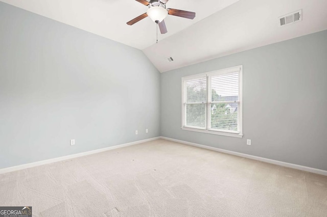 4503 Kendall Way, Roswell, GA 30075 - empty room with baseboards, a ceiling fan, light carpet, and vaulted ceiling