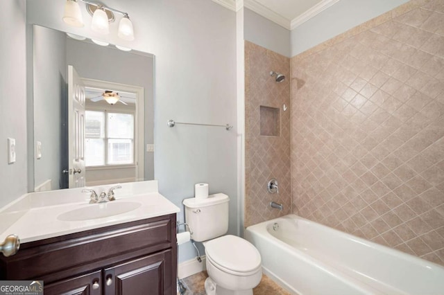 4503 Kendall Way, Roswell, GA 30075 - full bath with vanity, toilet, crown molding, washtub / shower combination, and baseboards