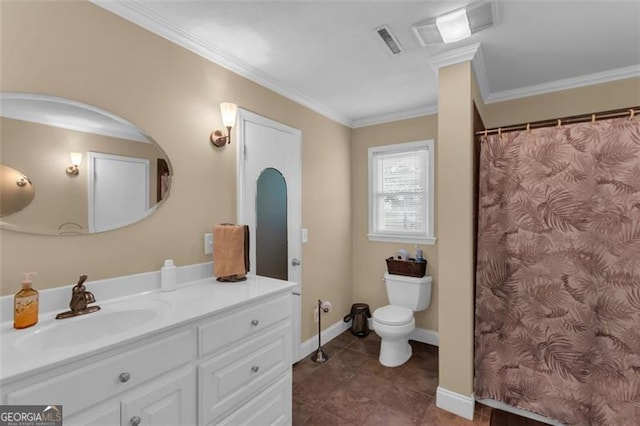 190 Roberts Way, Cornelia, GA 30531 - full bath featuring vanity, toilet, crown molding, tile patterned flooring, and a shower with shower curtain