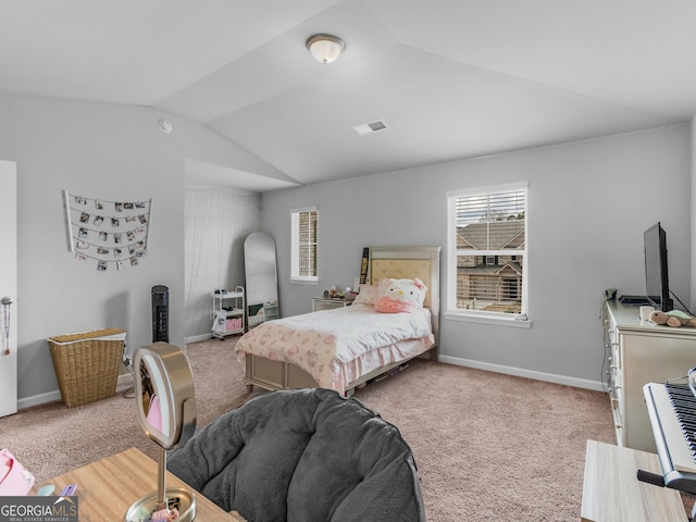 445 Sawmill Trce, Hampton, GA 30228 - carpeted bedroom featuring vaulted ceiling and baseboards