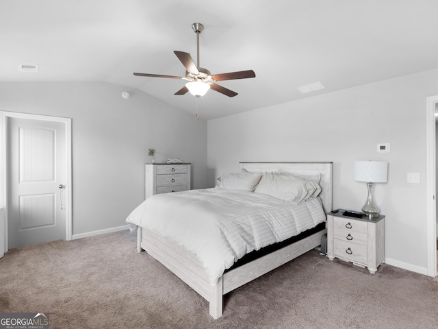 445 Sawmill Trce, Hampton, GA 30228 - bedroom featuring lofted ceiling, carpet, baseboards, and a ceiling fan