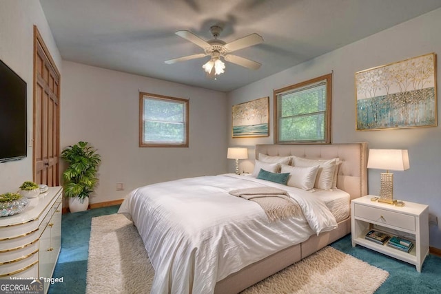 2309 Ridgecrest Cir, Hiawassee, GA 30546 - bedroom with carpet floors, ceiling fan, and baseboards