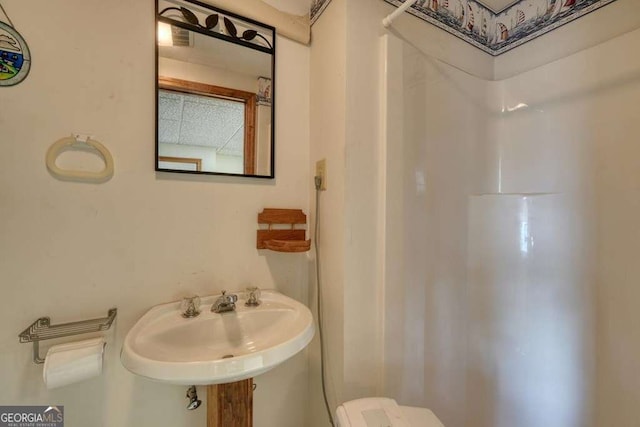 2309 Ridgecrest Cir, Hiawassee, GA 30546 - bathroom featuring a shower, a sink, and toilet