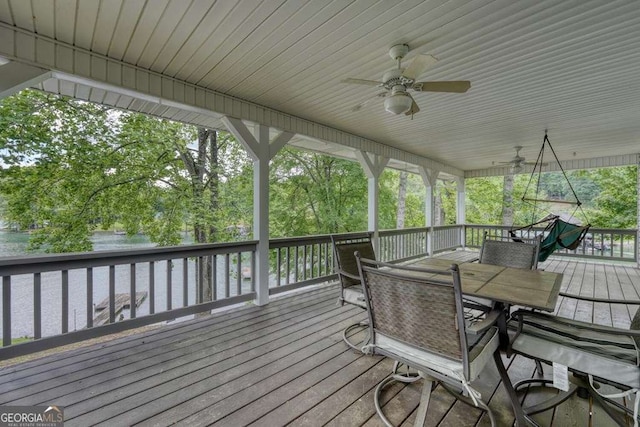 2309 Ridgecrest Cir, Hiawassee, GA 30546 - wooden deck featuring outdoor dining area and ceiling fan