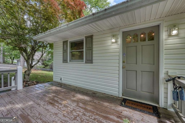 2309 Ridgecrest Cir, Hiawassee, GA 30546 - doorway to property with a wooden deck