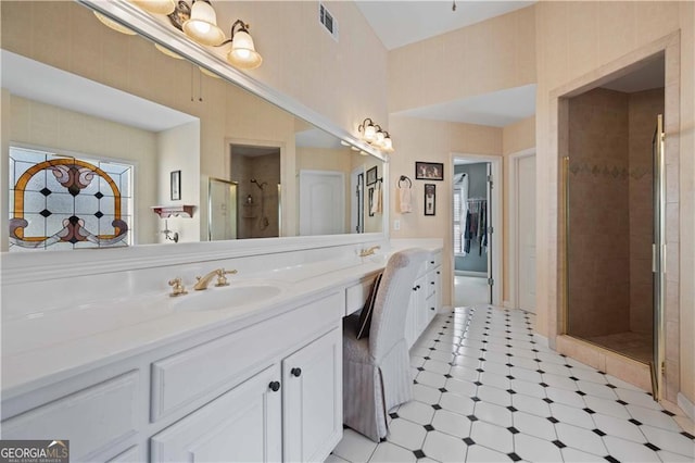 3410 Kates Way, Duluth, GA 30097 - bathroom featuring double vanity and a shower stall