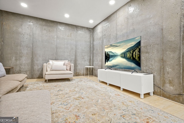 2878 Heather Row Rdg SW, Lilburn, GA 30047 - living room featuring wood finished floors and recessed lighting