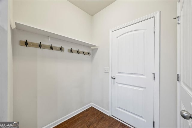 303 Orange Cir, Dawsonville, GA 30534 - mudroom with dark wood-type flooring and baseboards