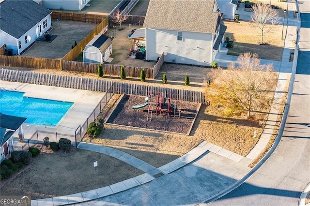 303 Orange Cir, Dawsonville, GA 30534 - view from above of property featuring a pool