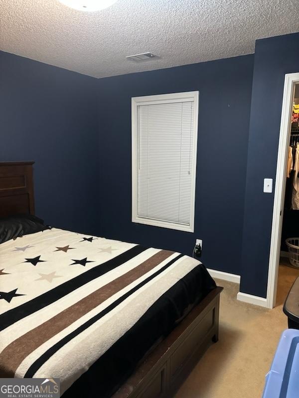 1129 River Green Ct, Mcdonough, GA 30252 - carpeted bedroom with a textured ceiling and a spacious closet