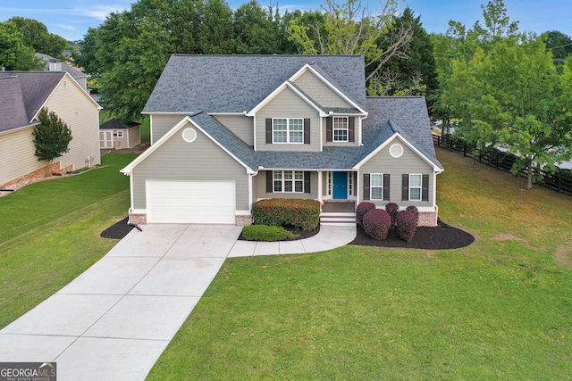 327 Oakland Bay Ct, Loganville, GA 30052 - view of front of home with a shingled roof, a porch, driveway, and an attached garage