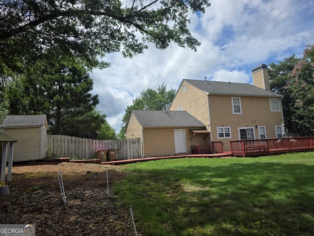 1405 Overland Xing, Alpharetta, GA 30004 - rear view of property with a chimney and a wooden deck