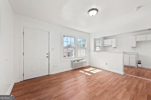 2110 Newnan St, Atlanta, GA 30344 - unfurnished living room featuring light wood-style flooring and a wall mounted AC