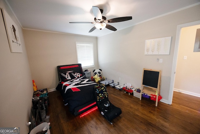103 Wilson Way, Thomaston, GA 30286 - bedroom with wood finished floors, crown molding, and a ceiling fan