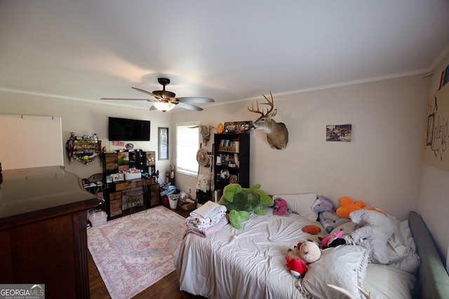 103 Wilson Way, Thomaston, GA 30286 - bedroom with wood finished floors, ceiling fan, and ornamental molding