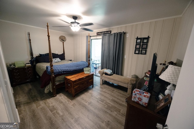 103 Wilson Way, Thomaston, GA 30286 - bedroom with wood finished floors, crown molding, and ceiling fan