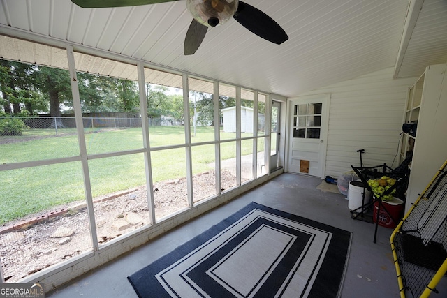 103 Wilson Way, Thomaston, GA 30286 - unfurnished sunroom with ceiling fan and vaulted ceiling