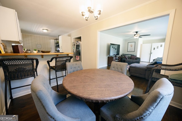 103 Wilson Way, Thomaston, GA 30286 - dining space with a chandelier, dark wood-style floors, and ceiling fan