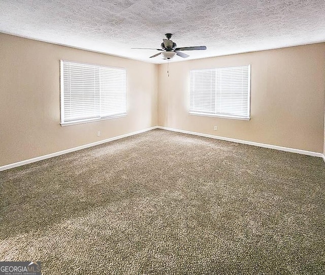 797 Gabbettville Rd, Lagrange, GA 30240 - empty room with a textured ceiling, a ceiling fan, baseboards, and carpet floors