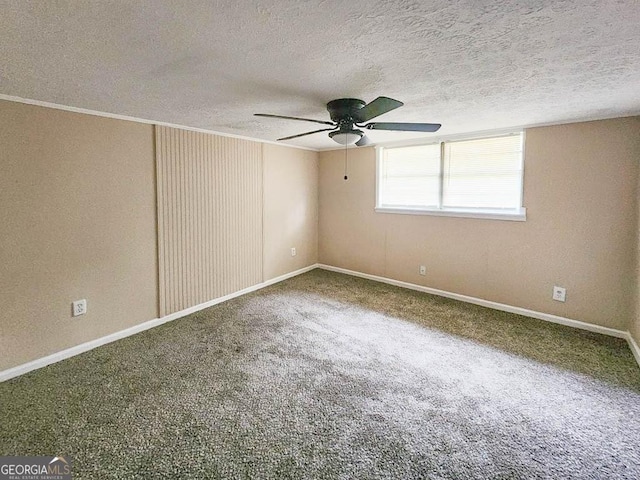 797 Gabbettville Rd, Lagrange, GA 30240 - carpeted empty room featuring a ceiling fan, a textured ceiling, and ornamental molding