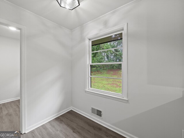 5227 Byers Rd, Gainesville, GA 30504 - spare room with dark wood finished floors, ornamental molding, and baseboards