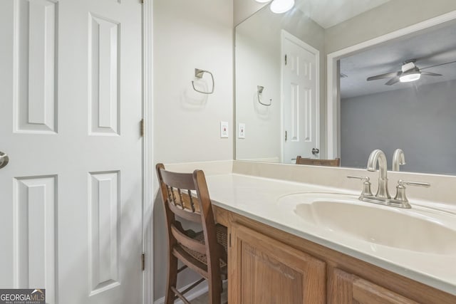 1005 Peachtree Forest Ter, Peachtree Corners, GA 30092 - bathroom featuring vanity and ceiling fan